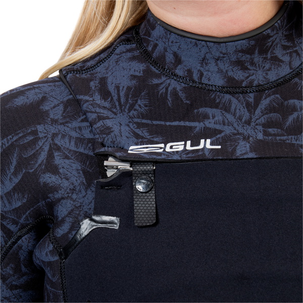 2026 Gul Mujer Yulex Flexor 5/4mm Chest Zip Neopreno FX1227-C5BKSP - Black / Splaterpalm